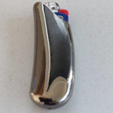 silver grey  Curved Lighter Case  for Large bic lighter complete with lighter