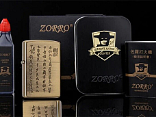 Zorro high quality oil lighter gift set with oil refill and gift tin in gif pack