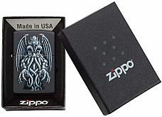 Zippo Black Matte Winged Monster design