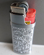 Solid Silver Lighter Case Fits mini Bic Lighter  included Elegant