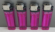 4 X  large MRK Cigarette Lighters Disposable adjustable flame PINK transparent
