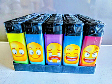 MRK  wholesale lighters display of fifty  electronic happy head collectable