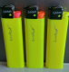 Cricket lighters lot of 3 Large slimline neon YELLOW disposable