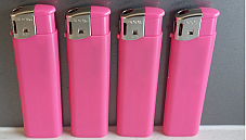 4x large  Electronic Lighters gas refillable adjustable flame solid colour pink