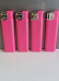 4x large  Electronic Lighters gas refillable adjustable flame solid colour pink