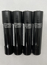 Genuine Clipper Lighter  SOLID  Black Refillable Flint normal flame   - 8 Pack