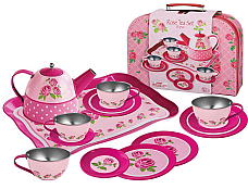 ROSE TIN 15 pce TEA SET IN SUITCASE CH10715C