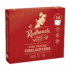 Redheads Foil Sealed Firelighters 3box x 24cubes, 15mins burn ea,total 72 cubes