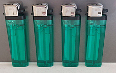 4 X  large MRK Cigarette Lighters Disposable adjustable flame green transparent