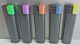 Black slimline With Colour Buttons Refillable normal flam Lighters – Bulk 5 Pack