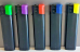 Black slimline With Colour Buttons Refillable normal flam Lighters – Bulk 5 Pack