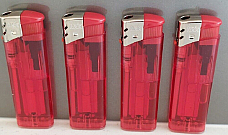 4 X large  Electronic Lighters gas refillable adjustable flame RED