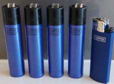 Clipper  4 xCrystal Blue Refillable Lighters (EB66) collectable set of 4+ bonus