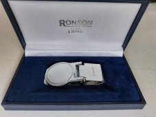 Ronson money clip metal gold or silver quality gift nicely boxed classy  gift