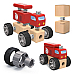 Top Bright Childrens Wooden 19pc Building Block Toy Red Fire Station & Truck