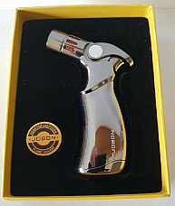 Jobon 4 Flame Jet Torch Lighter gift boxed silver grey