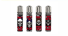 Clipper  4 xdeath text Refillable Lighters  collectable set of 4+ bonus