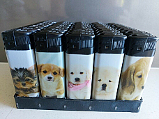 MRK  wholesale lighters display of fifty  electronic cute pup collectable