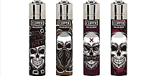 Clipper  4 x Skulls  Refillable Lighters  collectable set of 4+ bonus