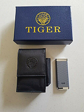 Tiger cig case black  leather comes with Tiger refillable windprooflighter
